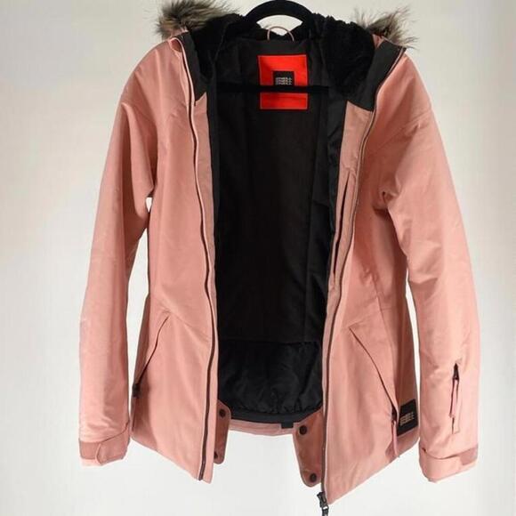 O'Neill Women's Pink Jacket with Faux Fur Hood - Picture 4 of 8
